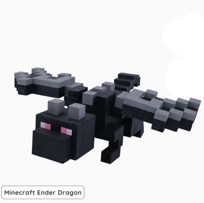 Main eco-friendly handmade Minecraft Ender Dragon wooden art toy collectible.