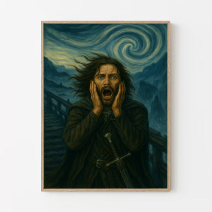 Aragorn Funny Meme Art Poster, Lord of The Rings, Davinci, Van Gogh Style Fantasy Wall Decor, Humorous Lord Artwork Print, Trendy Home Art Gift